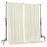 AK TRADING CO. 10 feet Wide x 12 feet Long IFR Polyester Backdrop Drapes Curtains Panels with Rod Pockets - Wedding Ceremony Party Home Window Decorations - (Ivory)