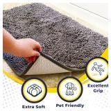 Muddy Mat Shown ON TV Highly Absorbent Microfiber Door Mat and Pet Rug Non Slip Thick Washable Area and Bath Mat Soft Chenille for Kitchen Bathroom Bedroom Indoor and Outdoor - Grey Medium 30"X19"