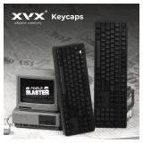 XVX Shine Through Keycaps - PBT Keycaps Retro, Side Printed Keycaps 75 Percent, Doubleshot PBT Custom Keyboard Keycaps Set for 61/64/68/84/87/100/104/108 Cherry MX Mechanical Keyboard, Gray and Black