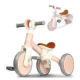 LOL-FUN Baby Balance Bike for 1 2 Year Old Boys Girls Gift, 4 in 1 Kids Tricycle for Toddlers 1-3 with Easy Assembly Removable Pedal