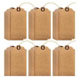 Outus 4 3/4-in x 2 3/8-in Large Manila Tags Shipping Tags Paper Luggage Tags Gift Tags with String Double-Sided Available Paper Blank Gift Bags Tags Price Tags Hang Label(Solid Style,Brown)