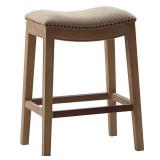 Westley Saddle Counter Height Barstool Linen: Madison Park, 27" Upholstered, Wood Legs, 300 lbs Capacity