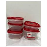 5 Piece Rubbermaid Easy Find Vented Lid Food Storage Container-7.0 cup 4.0 cup 2.0 cup containers