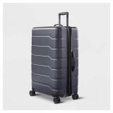 Hardside Large Checked Spinner Suitcase Grey - Open Story.