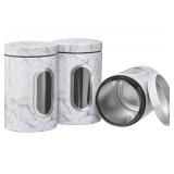 2 New Sets of 3 New FoodStorage-1 Sealed Food Storage Organizer Containers, White/Black (6 Total pcs)