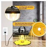 New 2 Pack Flea Traps for Inside Your Home w/ 4 Replacement Light Bulbs and 8 Sticky Glue Boards, Odorless Flea Light Trap for Indoor (Black)