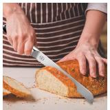 New Kitory Metadrop Serrated Bread Knife 8 Inch- Extra-Long, Thick Handle for Effortless Precision