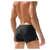 TONLEN Mens Swimwear Short Swim Trunks with Zipper Pockets Black 1 Large