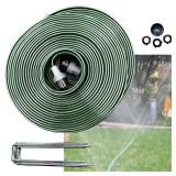 Watoo 2024 75 FT Flat Sprinkler Hose for Lawn Watering Garden Soaker hose with holes, Heavy Duty Lightweight No Kink Water Hose with Stakes, Irrigation Hose, Great Fun for kids and Dog