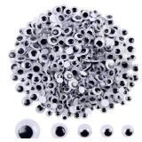 DECORA 500 Pieces 6mm  12mm Black Wiggle Googly Eyes with Self Adhesive Backs for DIY Crafts Doll Making Sewing Supplies