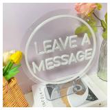 Leave a Message Neon Sign With Holder Base, Neon Guestbook Table Sign for Wedding Shop Business Desk Decor Reception Welcome Led Sign, Warm White USB Neon Light Sign, the Size 13x12 Inch