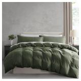 Nestl Olive Green Duvet Cover King Size - Soft Prewashed King Duvet Cover Set, 3 Piece, with Zipper Closure, 1 Duvet Cover 104x90 inches and 2 Pillow Shams