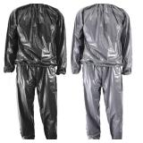 Heavy Duty Sauna Suit Men Women Weight Loss Exercise Slimming Gym Fitness Workout Anti-Rip Sweat Suit (Silver, XL)