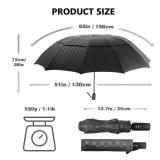 Satol Large Golf Umbrella 62 Inch, Black Automatic Windproof Double Canopy Vented 8 Ribs Sturdy Folding Umbrella, UPF 50+ Portable Wind Resistant Sun & Rain Compact Umbrellas for Travel