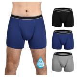 TIICHOO Washable Incontinence Underwear for Men with Front Fly Cotton Leakproof Underwear 3 Pack(3X-Large, Black/Gray/Navy)