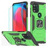 for Moto G Stylus 5G Case with Screen Protector, Shockproof Tough Rugged Hard Rubber Bumper with 360 Rotation Ring Kickstand Cases for Moto g Stylus 5G 2021 (Green)