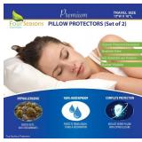 Travel Size Pillow Protectors (Set of 2) - 13x16 Pillow Covers Waterproof Hypoallergenic Dust Proof Zippered Encasement