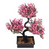 Zerodeko Artificial Potted Plant Green Artificial Flowers Desk Japanese Bonsai Tree Faux Bonsai Statue Artificial Bonsai Tree Realistic Pine Zen Garden Plastic Child Pink Autumn