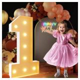 imprsv 3FT Marquee Numbers for 1st 21st Birthday Decorations Anniversary Party Decor, Light Up Numbers for Balloons Number 1, Marquee Letters, Pre-Cut Foam Board Kit