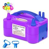 IDAODAN Electric Air Balloon Pump, Portable Dual Nozzle Electric Balloon Inflator/Blower for Party Decoration - 110V 600W (Purple)