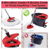 Mop Replacement Heads 6 Pcs & 2 Scrub Brushes Combo for Ocedar Easywring 1-Tank System,Microfiber Spin Mop Replacement Head,Machine Washable for Bathroom,Kitchen,Tub and Tile Cleaning