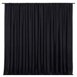 Black Backdrop Curtains 2 Panels 5ft x 10ft Polyester Photo Backdrop Drapes for Wedding Party Stage Birthday Decorations