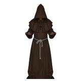 LHJ Friar Medieval Hooded Robe Cowl Monk Renaissance Costume Cloak