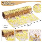 Metallic Gold Thin Table Runner with Scissors and Soft Ruler Glitter Gold Table Runners Gold Table Decor Gold Fabric Sequin Table Runners for Wedding Birthday Party Decoration, 11 Inch x 33 Feet