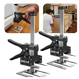 Juprodis 2 Pack Labor Saving Arm Jack, 220 LB Heavy Duty Furniture Lifter, 6.5 Inch Adjustable Height Drywall Lift, Utility Cabinet Jacks for Installing Cabinets, Doors, DYI Home Improvement, Black