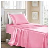 GOLAL Satin Sheets Twin XL Size - 3 Pieces Luxury Silky Soft Bed Sheets, Wrinkle-Free Light Pink Satin Silk Sheet Set with 1 Deep Pocket Fitted Sheet, 1 Flat Sheet, 1 Pillow Case