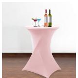 Obstal Light Pink Cocktail Table Covers Stretch Spandex Cocktail Table Cover Cloth for Wedding (30"-32" Diameter x 42" Height,1Pc)