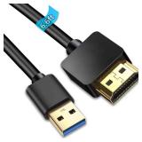 USB to HDMI Adapter Cable, 6.6FT USB to HDMI Male Cable, 1080P HD Monitor Display Audio Video Converter Cable Cord, Support Windows 10/8.1/8/7 Systems