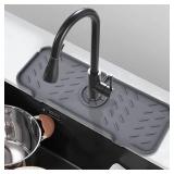 Kitchen Sink Splash Guard15.4"*5.5", Upgraded Faucet Splash Guard with Steep-Slope Drainage and Anti-Slip Silicone Mat, For Kitchen, Bathroom, Farmhouse Faucet Handle Drip Catcher Tray