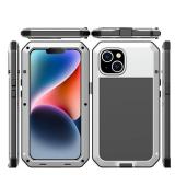 iPhone 14 Metal Case, LUSTAM Heavy Duty Rugged Shockproof Military Aluminum Case with Built in Screen Protector, 360 Full Body Protective Bumper Cover for iPhone 14 6.1 inch, Silver