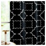 Purainbow Black Blackout Curtain Panels for Bedroom 84 Silver Foil Moroccan Metallic Print Energy Efficient Drapes for Bedroom Living Room, Thermal Insulated Window Treatments Grommet Top 2 Panels vis