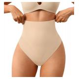 ASIMOON Shapewear Thongs Women High Waisted Tummy Control Underwear Breathable No Show Body Shaper Slimming Girdle Panties Medium