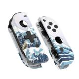 eXtremeRate The Great Wave Soft Touch Joycon Handheld Controller Housing (D Pad Version) w/Full Buttons, Replacement Shell Case for Nintendo Switch & Switch OLED Joy Con  Console Shell NOT Included