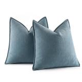 MIULEE Pack of 2 Dusty Blue Decorative Pillow Covers 20x20 Inch Soft Chenille Couch Throw Pillows Farmhouse Cushion Covers with Elegant Design for Sofa Bedroom Living Room Home Decor