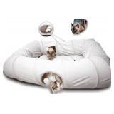 XxingSheep 4 Ways Shuttled XL Cat Tunnel Bed for Indoor Cats Peekaboo Cat Cave Donut with Cool Mat