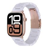 V MORO Resin Band Compatible with Apple Watch Bands Series 10/9/8/7 41mm 42mm 40mm 38mm Fashion Lightweight Bracelet Strap Replacement for iWatch 6/5/4/3/2/1/SE Women Men(White tone)