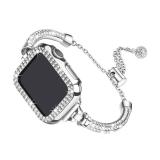 Secbolt Bling Band and Case Compatible with Apple Watch Band Series 9 Series 8 Series 7 41mm, Women Dressy Metal Bracelet with Rhinestone Bumper for iWatch 9/8/7, Silver