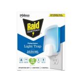 Raid Essentials Flying Insect Light Trap Starter Kit, 1 Plug In Device + 1 Cartridge, Featuring Light Powered Attraction