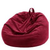 Nobildonna 3 ft Bean Bag Chair Cover (No Filler) for Adults and Kids, 300L Extra Large Stuffed Animal Storage Bean Bag Washable Soft Premium Corduroy Stuffable Bean Bag Cover (Wine Red,Large)