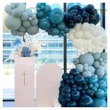 170Pcs Different Blue Balloons Arch Garland Kit with white balloons for Baby Shower Bridal Shower Birthday Wedding Party Decorations