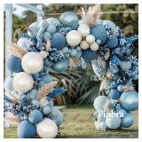 Dusty Blue Balloon Garland   Double Stuffed Slate Blue White Sand Balloon Pastel Light Blue Pearl Balloon Dark Blue Balloon Arch Kit for Baby Shower Birthday Bridal Shower Wedding Party Decorations