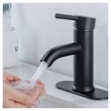 Black Bathroom Faucet Bathroom Sink Faucet Vanity Single Hole Single Handle Matte Black Modern RV Faucet Deck Mount 1 Hole or 3 Holes