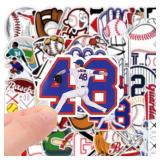 JOICEE 50pcs Baseball Stickers?Waterproof Vinyl Baseball Tattoos for Kids Teens Boys Adults, Sports Decals for Snowboard Laptop Water Bottles Hydro Flasks Phone Guitar Skateboard Computer