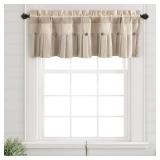 Awellife Farmhouse Valances for Windows Kitchen Treatments Curtains Decorative Valance Button Bathroom (2, Beige, 18L*52W)