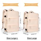 coowoz Large Casual Travel Backpack For Women Men,Carry On Rucksack Flight Approved,Hiking Waterproof Outdoor Sports Daypack Fit 15.6 Inch Laptop Shoes Compartment (Beige)