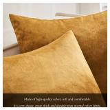 MIULEE Pack of 2 Velvet Soft Solid Decorative Square Throw Pillow Covers Set Fall Cushion Cases for Sofa Bedroom Couch 18 x 18 Inch Dark Gold